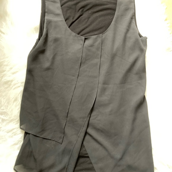 Grace Elements Tops - Grace Elements Sleeveless Top with Sheer Front Panels - Size M - Black